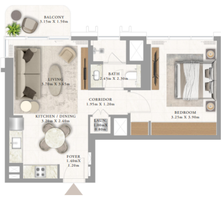 1 BEDROOM TYPE 2A