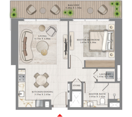 1 BEDROOM unit 2