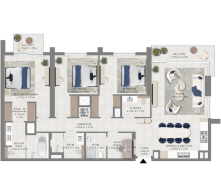 Typical 3-Bedroom Apartment